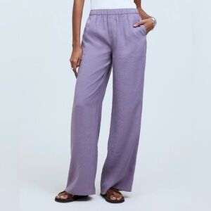 Madewell grey purple pull on Softdrape modal blend wide leg pants Women’s sz XS
